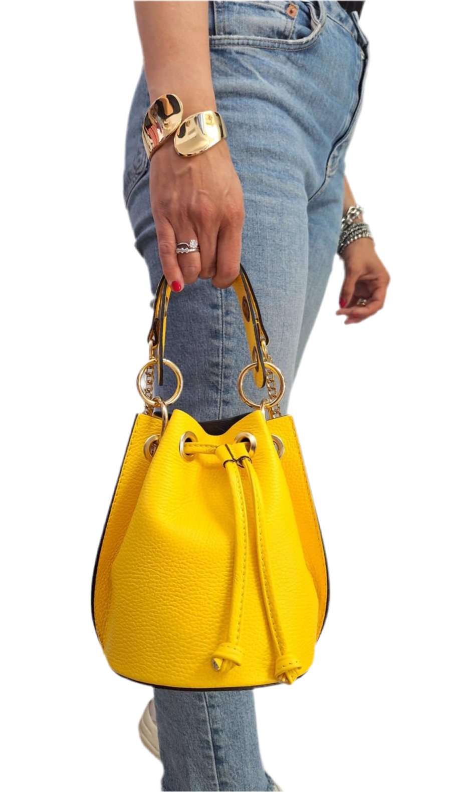 Secchiello “vera pelle” giallo